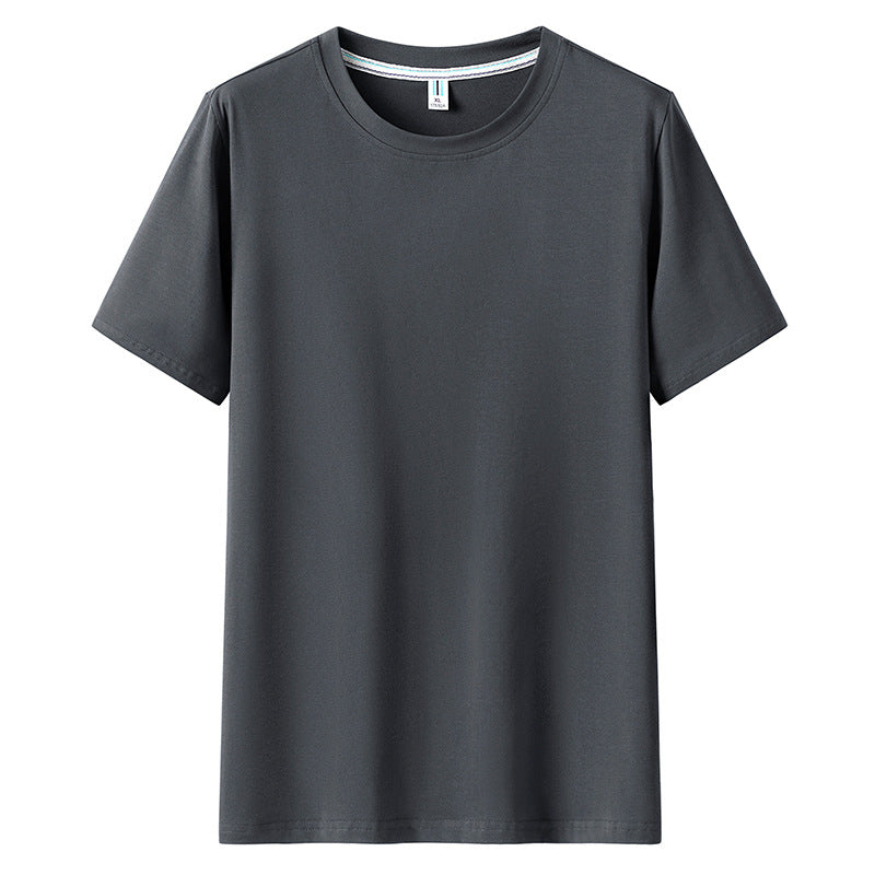 Men Short Sleeved Round Neck Solid Color Clothes - WOMONA.COM