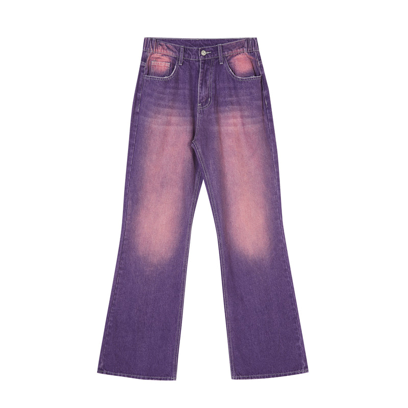 Street Washed Distressed Leg White Purple Color Jeans For Women - WOMONA.COM