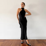 New French Halter Sleeveless Evening Dress For Women - WOMONA.COM