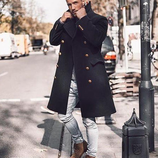 Mid-length Double-breasted Woolen Trench Coat - WOMONA.COM