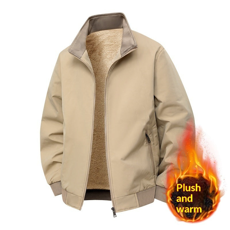 Men's loose velvet-lined stand-collar jacket in five colors – photo 1 of 6