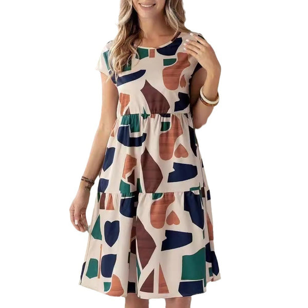 Vestido de mujer con estampado multicolor informal de moda