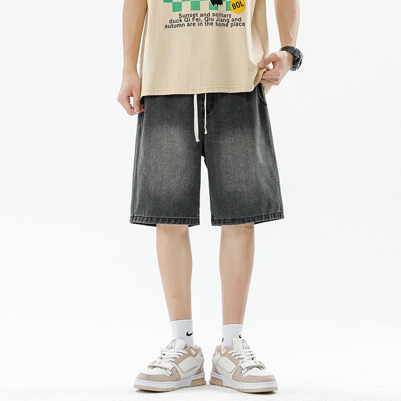 Men's Light Color Retro Straight Denim Shorts - WOMONA.COM
