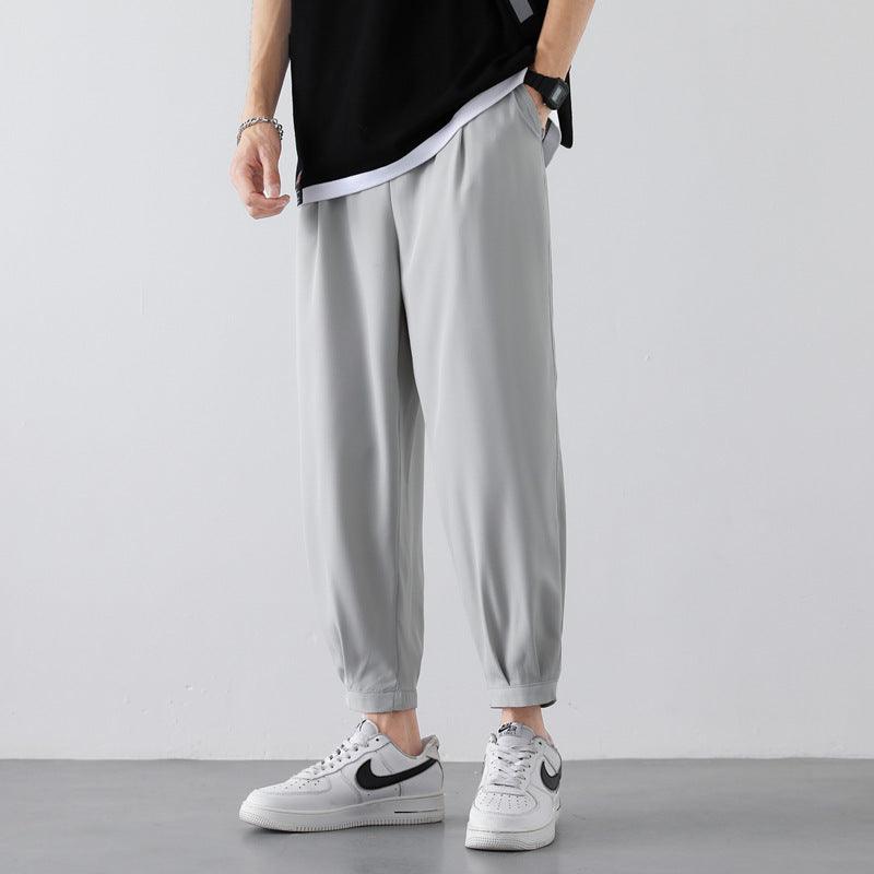 Drawstring Pants Summer Casual Ice Slik Trousers - WOMONA.COM