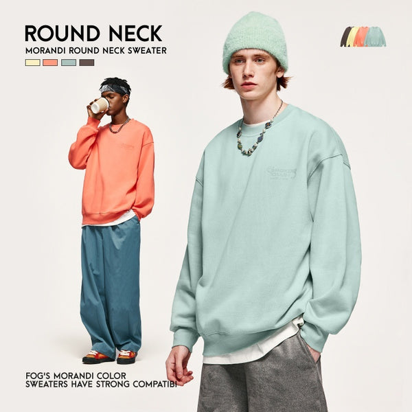 Gel Printing Round Neck Fleece-lined Sweater