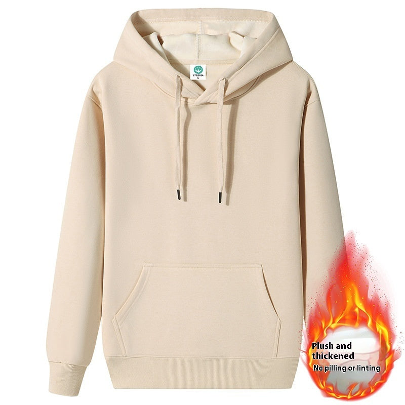 Unisex thick fleece-lined loose pullover hoodie in fourteen colors – photo 11 of 18