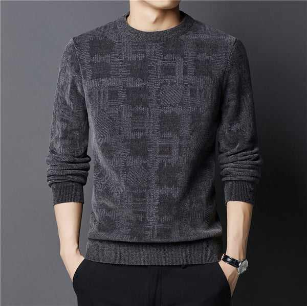 Winter Fleece-lined Chenille Sweater For Men