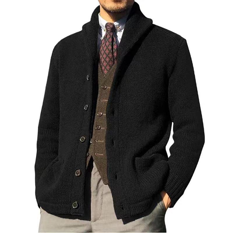 Mens Shawl Collar Cardigan Sweater - WOMONA.COM