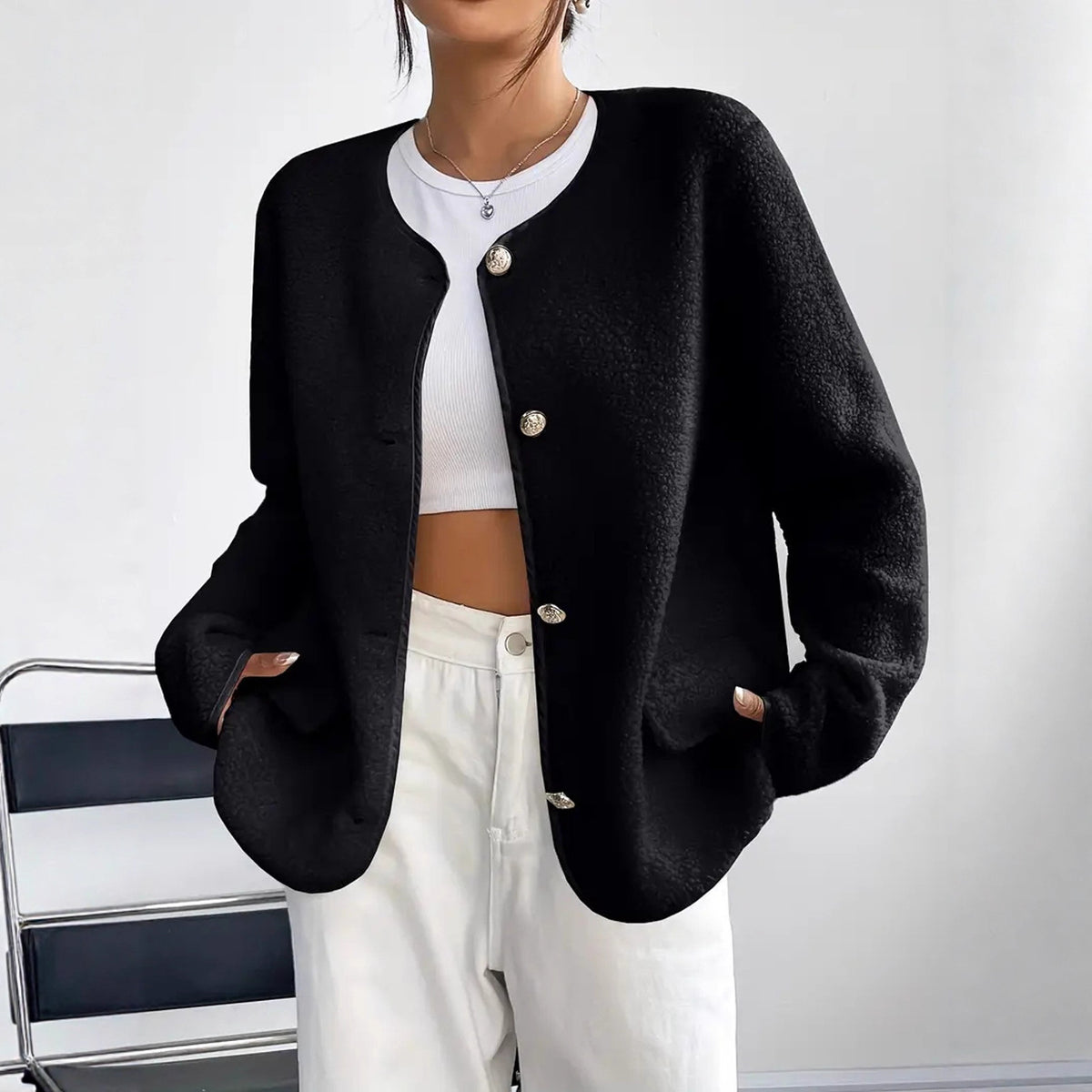 Women's Plus-Size Textured Wool-Blend Jacket – alternate product view 3