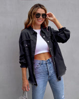 Fashion Ripped Shirt Jacket Female - WOMONA.COM