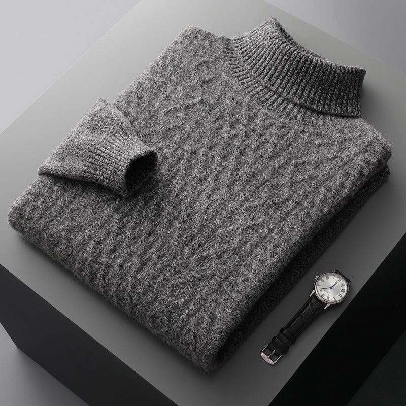 Heavy Industry Thick Cashmere Sweater Men's High Lapel Pullover - WOMONA.COM