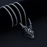 Stainless Steel Necklace Long Horn Pendant Necklace - WOMONA.COM