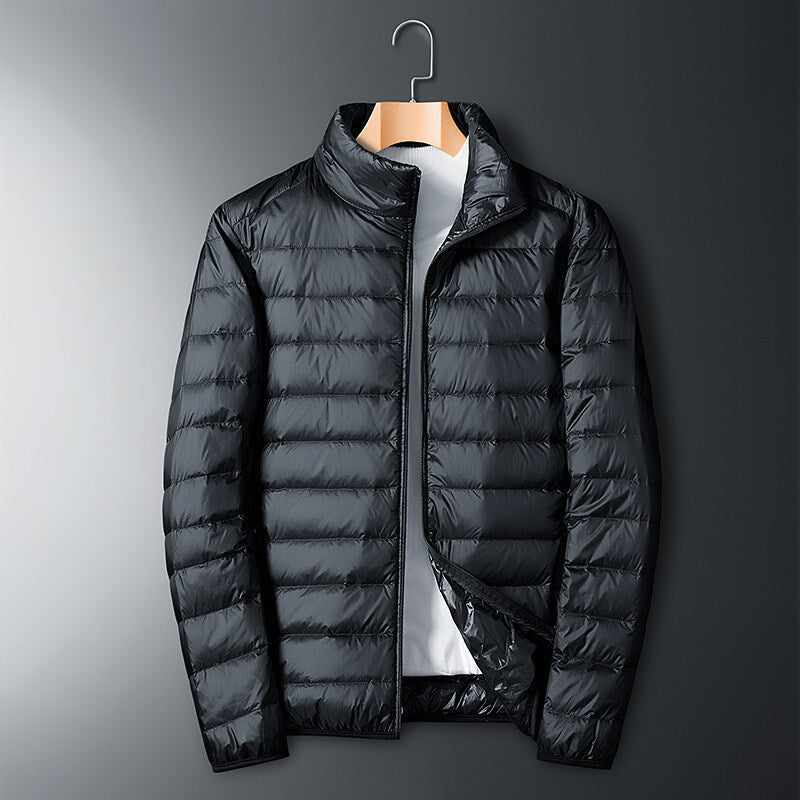 Men's Stand Collar Lightweight Feather Cotton Jacket - WOMONA.COM