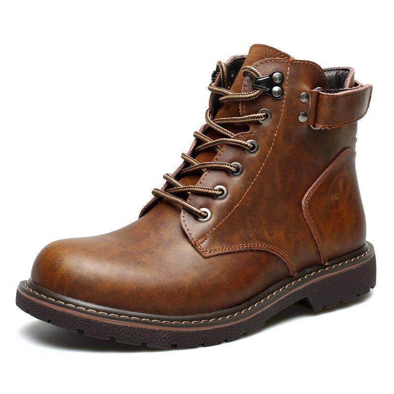 British Men Fleece-lined Martin Boots Casual Mid-top - WOMONA.COM