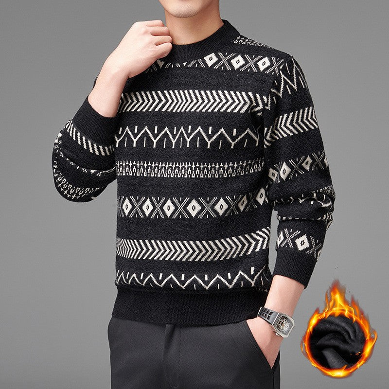 Round Neck Striped Sweater For Men - WOMONA.COM