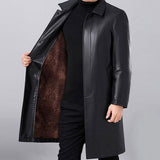 Men's Lapel Fur One-piece Over-the-knee Jacket - WOMONA.COM