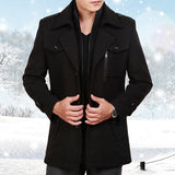 Men's Woolen Coat Mid-length Korean Style - WOMONA.COM