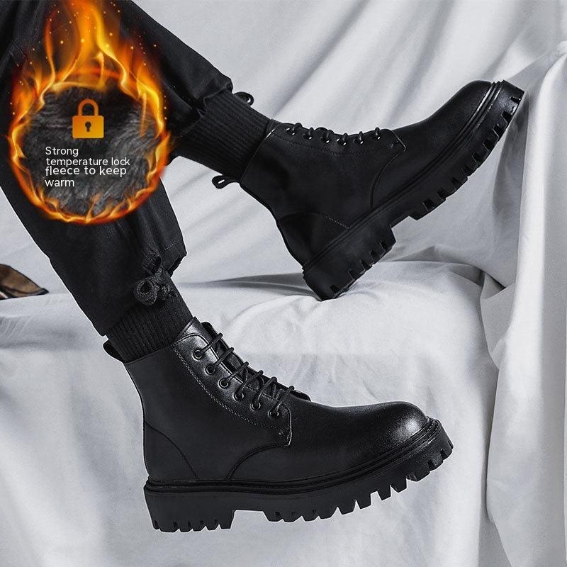 Men's Leather New High-top Boots - WOMONA.COM