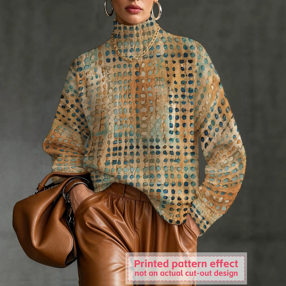 Women's Abstract-Print Mock-Neck Sweater - product view 1