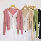 Fake Two-piece Knitted Cardigan Women's - WOMONA.COM