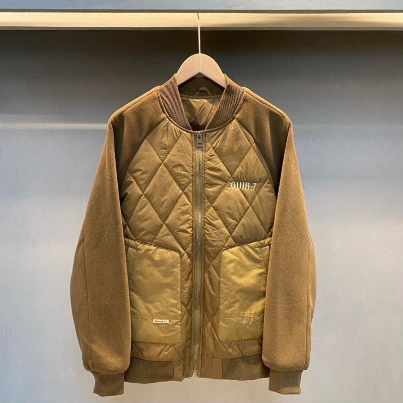 Stitching Design Baseball Uniform Cotton-padded Jacket - WOMONA.COM