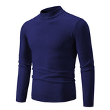 Round Neck Sweater Men's Winter Solid Color Slim Fit - WOMONA.COM