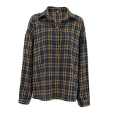 Camisa de cuadros marrón americana de otoño para mujer