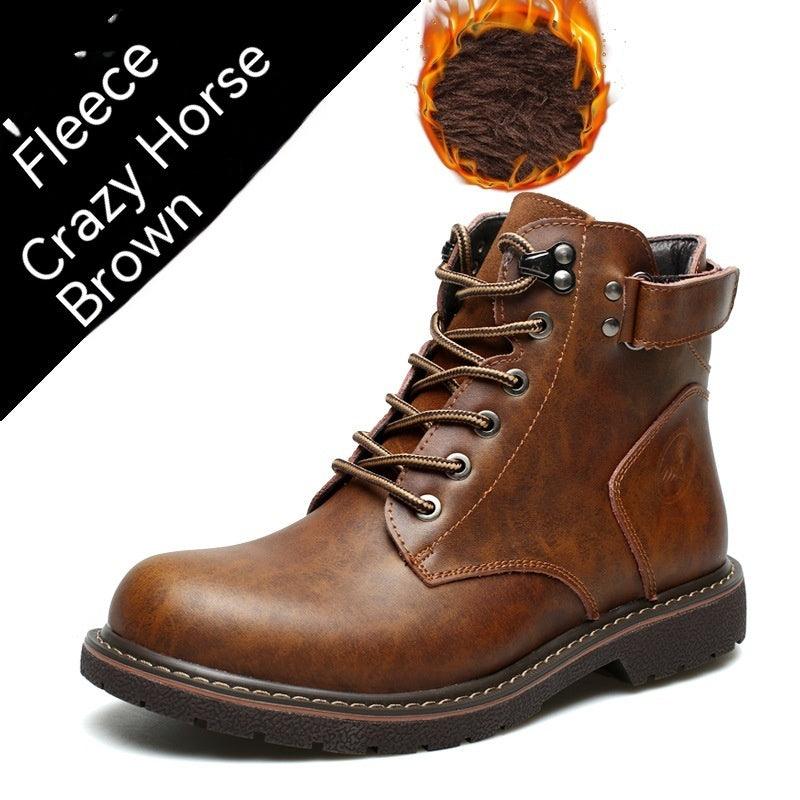 British Men Fleece-lined Martin Boots Casual Mid-top - WOMONA.COM