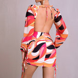 European And American Fashion Sexy Backless Print Dress - WOMONA.COM