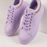 Women's Thick Sole Metal Chain Casual Sports Sneakers - WOMONA.COM