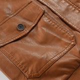 Men's Leather Coat Thickened Medium Length Coat - WOMONA.COM