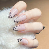 French Water Drop Manicure Rhinestones Wear Nails - WOMONA.COM