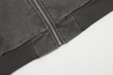 Workwear Washed And Worn Hooded Jacket Men