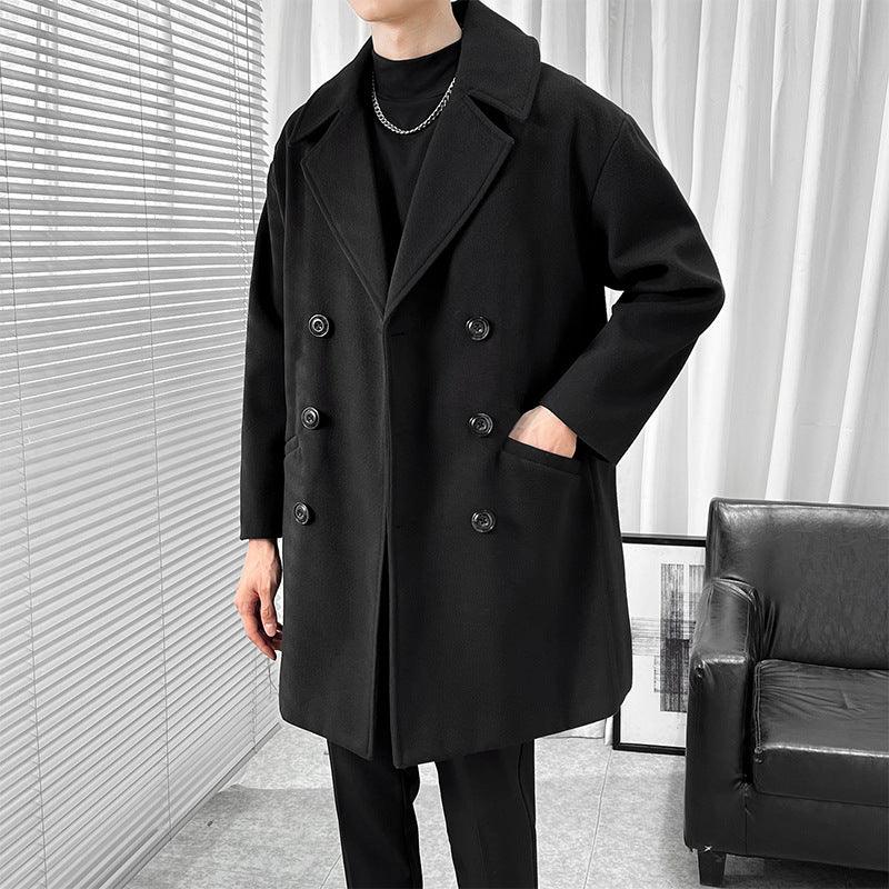 Mid-length Trench The Knee British Style Woolen Coat - WOMONA.COM