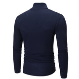 Young Men High Neck Thin Color Slim-fit Fashion Long Sleeves