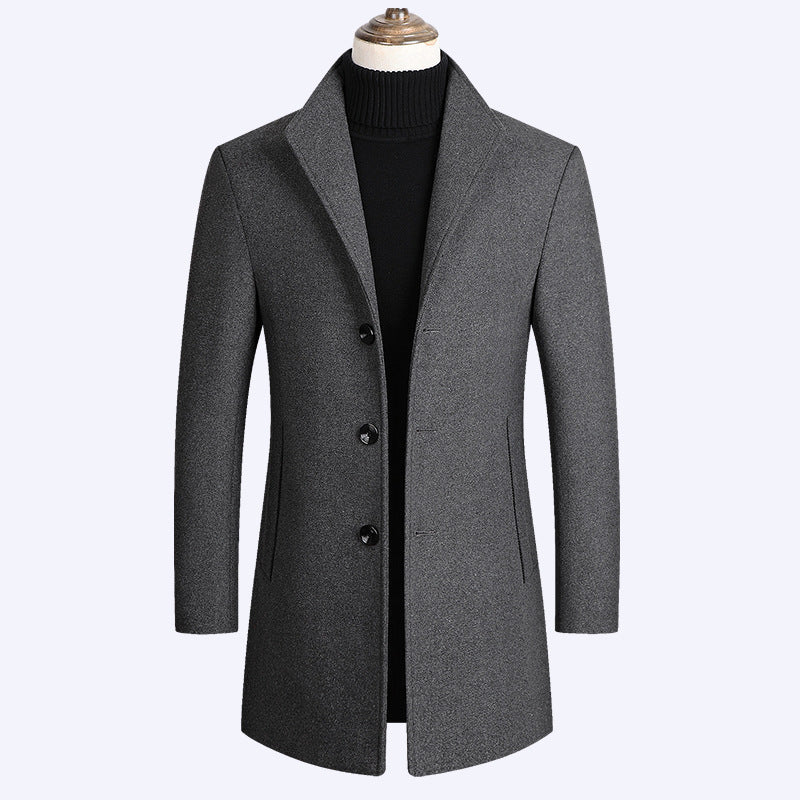 Casual Mid-length Woolen Coat - WOMONA.COM