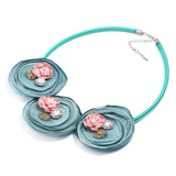 Necklace New Fashion Handmade Fabric Flower - WOMONA.COM