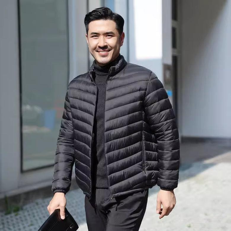 Large Men's Down Cotton Jacket Short Style - WOMONA.COM
