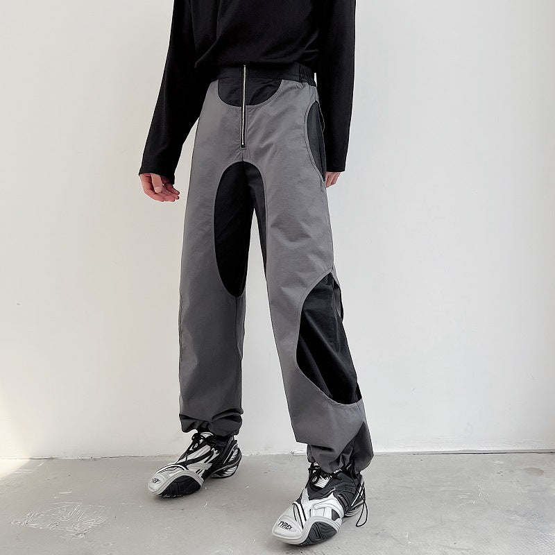 Design Sense Hollow Hole Patch Casual Pants Men - WOMONA.COM