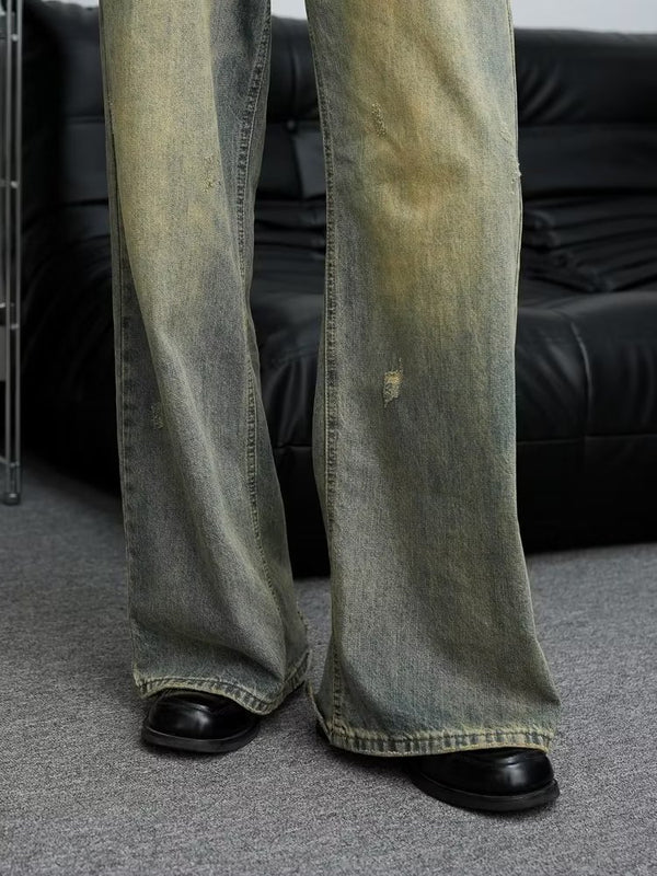 Retro Distressed Wide-Leg-Jeans für Herren