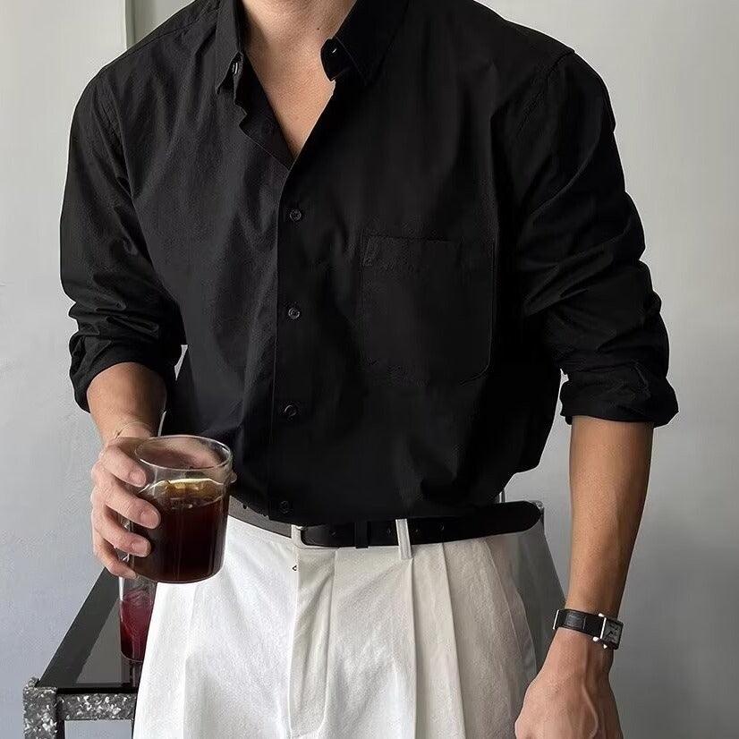 Spring And Autumn Loose Long-sleeved Shirt For Men - WOMONA.COM