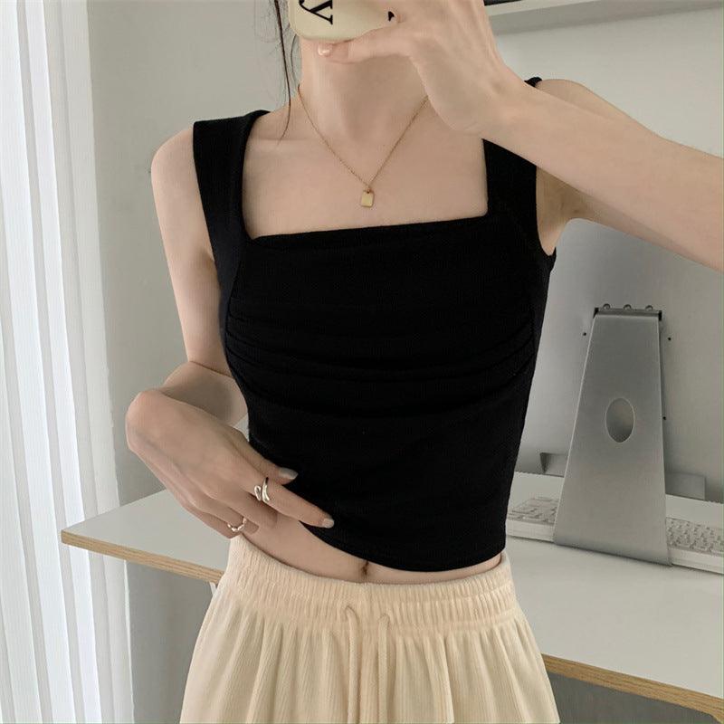 French Pleated Small Sling Vest For Women - WOMONA.COM