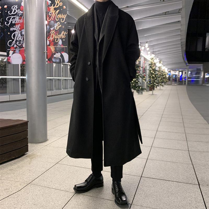 Perth Korean Men's Long Below The Knee Overcoat - WOMONA.COM
