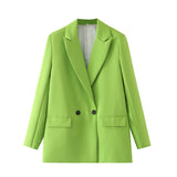 Women's Multicolor Double Breasted Coat Suit - WOMONA.COM