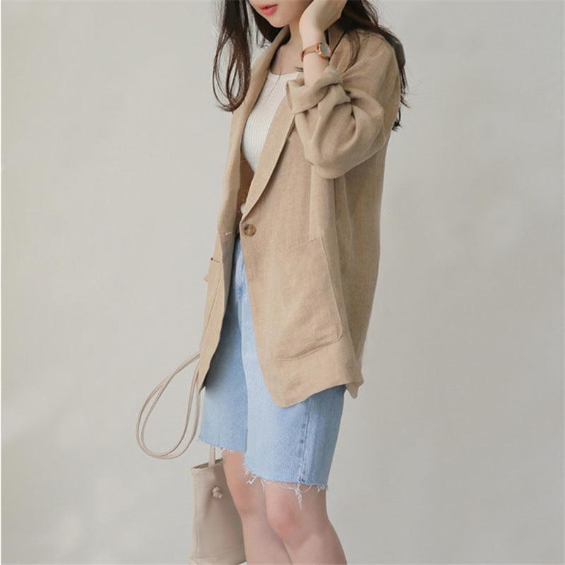 Casual Cotton And Linen Small Business Suit Coat