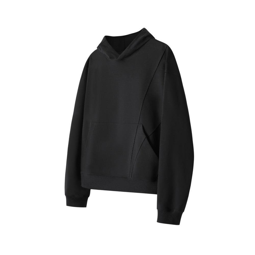 Solid Color Hooded Stitching Thread Sweater - WOMONA.COM