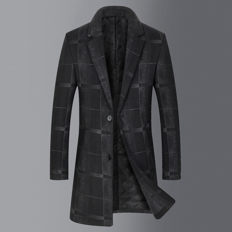 Men's Mid-length Slim Woolen Woolen Coat - WOMONA.COM