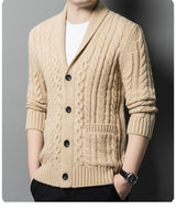 Knitted Cardigan Men's Thickened Jacquard Single-breasted