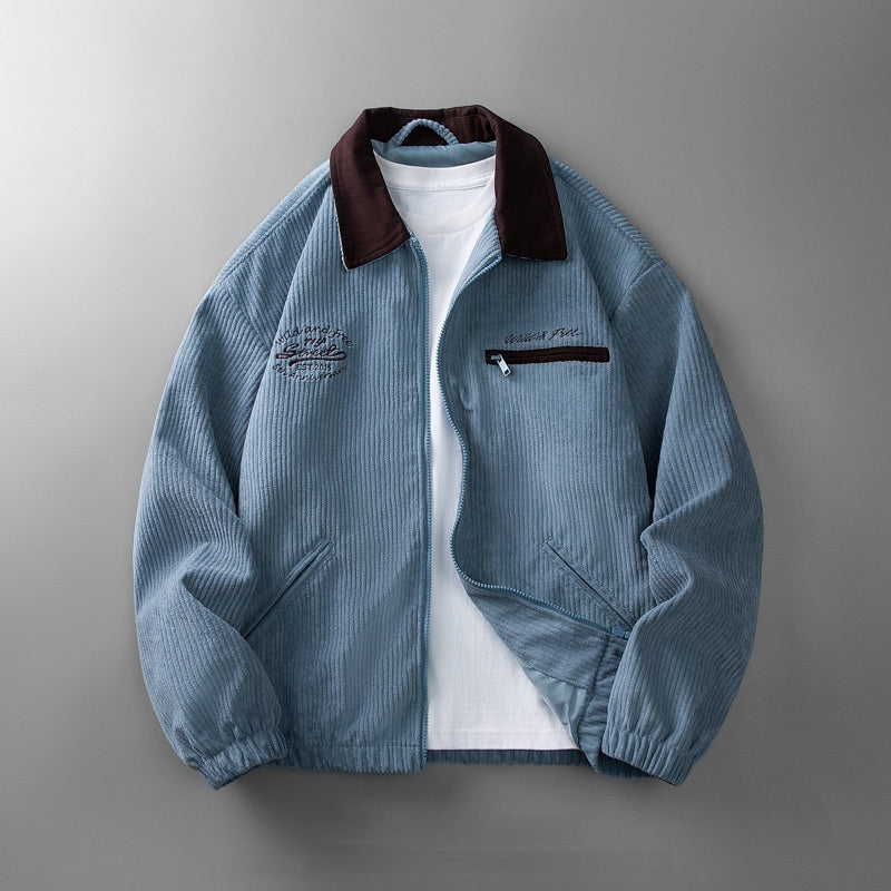 Men's Contrast-Collar Corduroy Bomber Jacket - product view 1