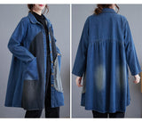 Autumn Japanese New Retro Wash Plus Size Denim Coat - WOMONA.COM